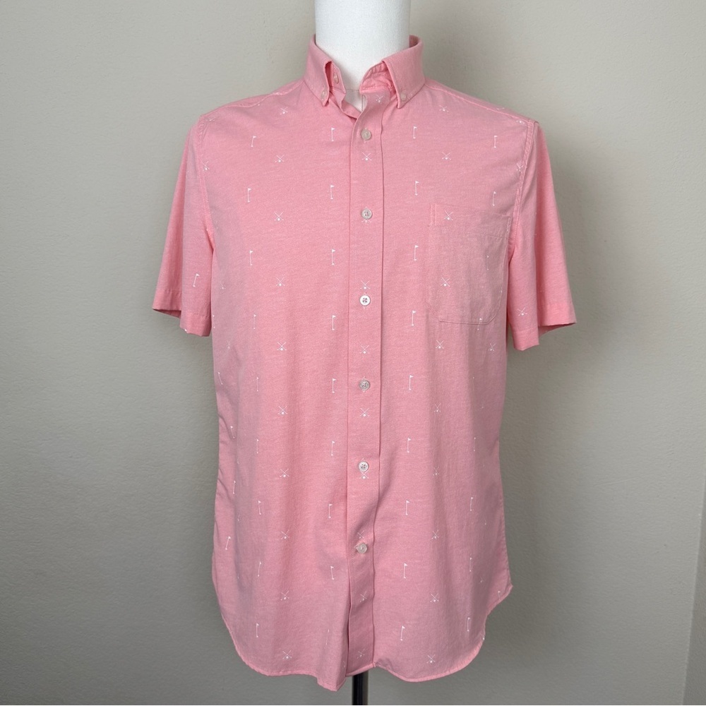 Southern Tide Intercoastal men’s short sleeve button down | golf pattern | S